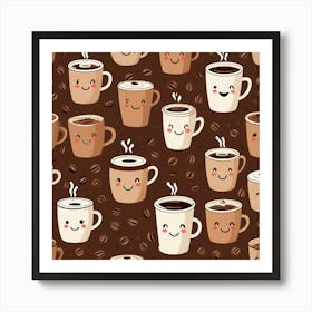 Coffee Cup Seamless Pattern 3 Art Print