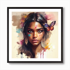 Watercolor Hindu Woman  #1 Art Print