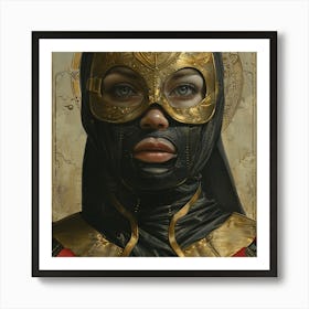 Woman In Black And Gold Art Print