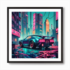 Pixel Art Cyberpunk Poster 2 Art Print