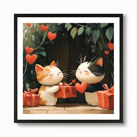 Charming Cats Exchange Heart 5 Art Print