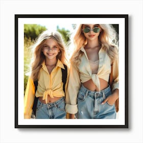 Two Girls In Yellow Shirts 1 Art Print