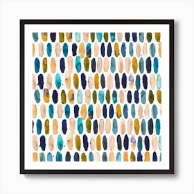 Pills Blue Ocre White Bg Square Art Print