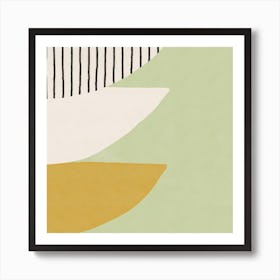 Modern Abstract Half Moons Square Art Print