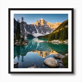 Sunrise At Lake Banff Art Print