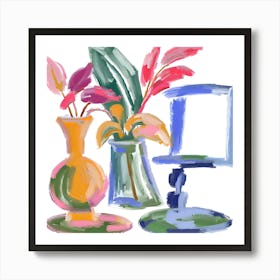 Vases And Flowers Art Print