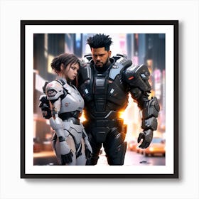 3d Dslr Photography The Weeknd Xo, Cyberpunk Art, By Krenz Cushart, Wears A Suit Of Power Armor 3 Art Print