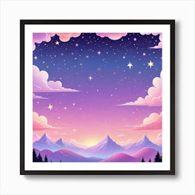 Sky With Twinkling Stars In Pastel Colors Square Composition 212 Art Print