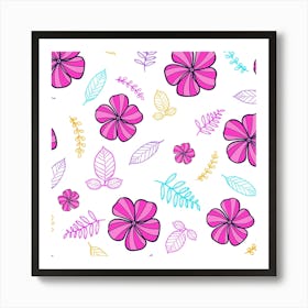 Flowers Leaves Pattern Art Bloom Art Print