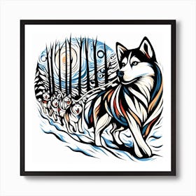 Siberian Husky S Snowy Expedition Art Print