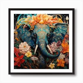 Elephant In Bloom Art Print