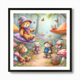 Teddy Bears In The Forest 3 Art Print