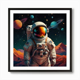 Astronaut Colorful Illustration Art Print Art Print