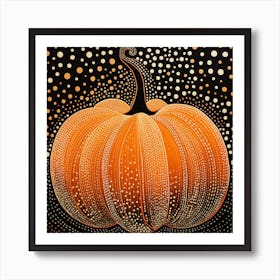 Yayoi Kusama Inspired Pumpkin Black And Orange 3 Art Print