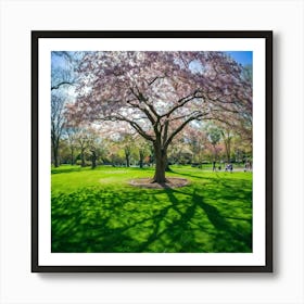 An Awe Inspiring Tree Gleaming With Spring Blossoms Standing Tall Amidst The Tranquility Of A Seren (1) Art Print