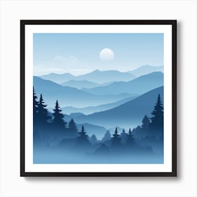 Misty mountains background in blue tone 7 Art Print