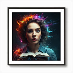 Young Woman Reading A Book Art Print