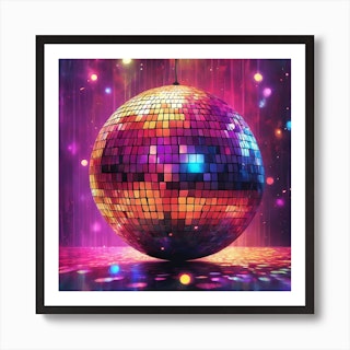 Pink Disco Ball Art Print