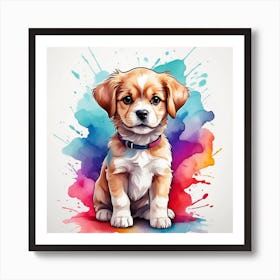 Puppy Watercolor Painting Art Print