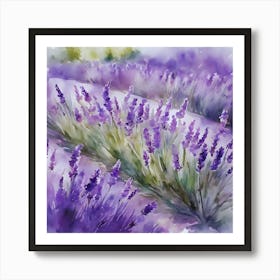 Lavender Field Watercolor Art Print