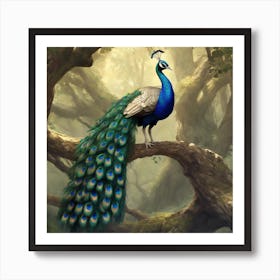 294132 Peacock At Its Best In A Tree Xl 1024 V1 0 Art Print