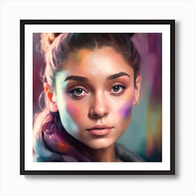 Portrait Of A Girl With Colorful Makeup Art Print