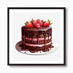 Chocolate Cake With Strawberries 12 Art Print