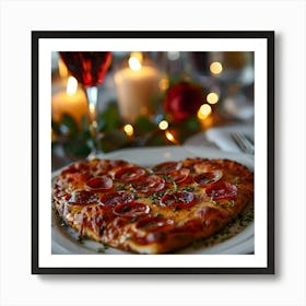 Heart-Shaped Pepperoni Pizza Art Print