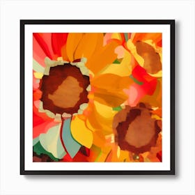 Colorful Sunflower Abstract Art Print