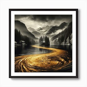 Gold Water Art Print