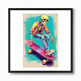 Skateboarder Skeleton Art Print