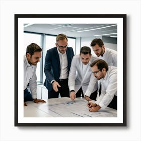 Group Of Architects Looking At Plans Art Print