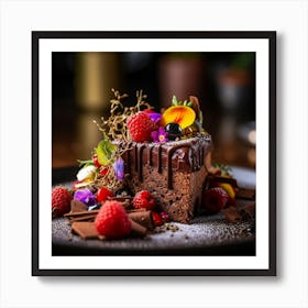 Chocolate Cake On A Plate Art Print