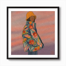 Rainbow Flowers Big Coat Art Print