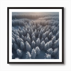 Aerial View Of Snowy Forest 11 Art Print