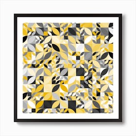 Yellow And Grey Abstract Art Print