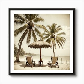 Two Chairs On The Beach Art Print