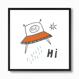 Ufo Flying Saucer Space Kids Room 1 Art Print