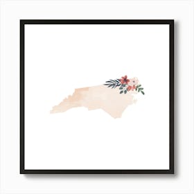 North Carolina Watercolor Floral State Art Print