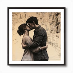  Love and kissing couple Art Print