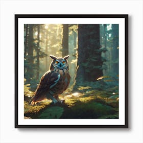 Owl In The Forest 226 Art Print