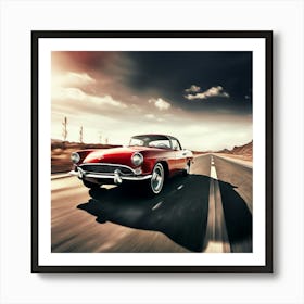 Road Street Fast Transport Speed Auto Wheel Drive Red White Vehicle Car Transportation (3) Art Print