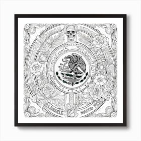 Mexican Flag Coloring Page 1 Art Print