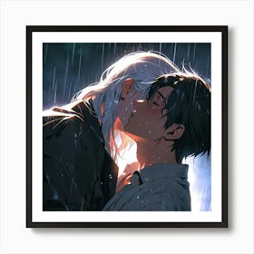 Kissing In The Rain 2 Art Print