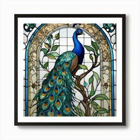 Peacock Stained Glass 1 Art Print