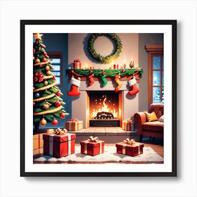 Christmas In The Living Room 33 Art Print