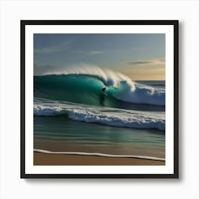 Surfer Riding A Wave Art Print