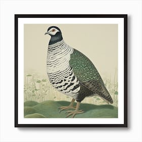 Ohara Koson Inspired Bird Painting Partridge 3 Square Art Print