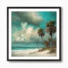 Palm Trees On The Beach Art Print