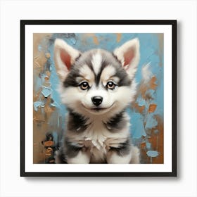 Cute baby husky Art Print